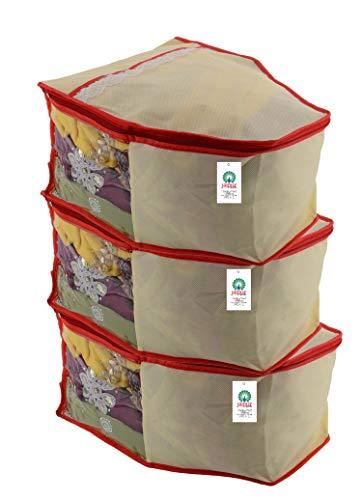 JaipurCrafts 3 Piece Non Woven Blouse Cover Set, Beige (39 cm x 27 cm x 20 cm)