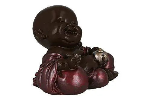 JaipurCrafts Set of 4 Cute Child Monk Showpiece - 10.5 cm (Polyresin, Pink, Brown, Silver)- for Home Decor| Office Decor| Valentines Day Gifts | Diwali Decor| Vaastu Decor| Fengshui