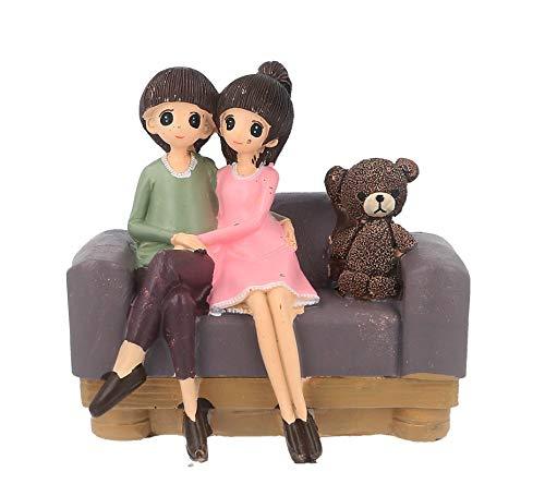 JaipurCrafts Resin Cute Romantic Valentine Love Couple Sitting On Sofa Statue, 11 CM, Multicolour, 1 Piece