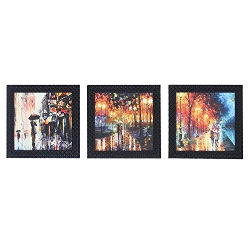 JaipurCrafts City View Set of 3 Framed UV Digital Reprint Painting (Wood, Synthetic, 26 cm x 76 cm)