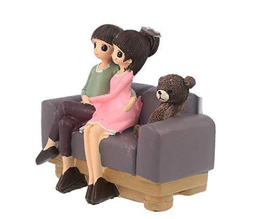 JaipurCrafts Resin Cute Romantic Valentine Love Couple Sitting On Sofa Statue, 11 CM, Multicolour, 1 Piece