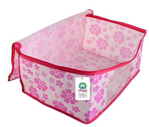 JaipurCrafts 12 Pieces Flowers Print Non Woven Saree Cover Set, Pink (45 x 35 x 21 cm)