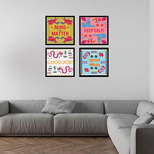 Webelkart Premium Motivational/Inspirational Quote Synthetic Photo Frame for Wall, Office, Study Room Decoration Poster Framed with Plexi Glass, Size - 10 x 10 Inch, Multicolour | Set of 4