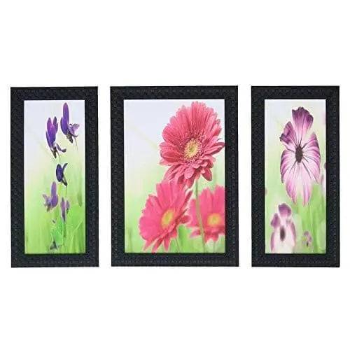 JaipurCrafts Lord Ganesha Set of 3 Large Framed UV Digital Reprint Painting (Wood, Synthetic, 36 cm x 61 cm)