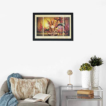 JaipurCrafts Gautam Buddha Large Framed UV Digital Reprint Painting (Wood, Synthetic, 36 cm x 51 cm)