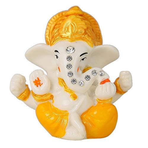 JaipurCrafts Polyresin Ganesha Car Dashboard Idol, 2.50 Inch, Multicolour, 1 Piece