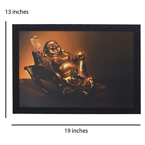 JaipurCrafts Laughing Buddha Large Framed UV Digital Reprint Painting (Wood, Synthetic, 36 cm x 51 cm)