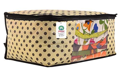 JaipurCrafts 12 Pieces Polka Dots Non Woven Saree Cover Set, Cream (45 x 35 x 21 cm)