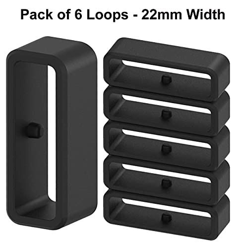 Zitel Fastener Rings for Garmin Forerunner 735XT 745 220 235 230 35 620 630 / Approach S20 S60 S10 S5 S6 Silicone Loop/Holder, 22mm (6 Pack) Black