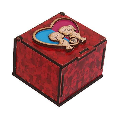 Webelkart Artificial Box (Red, 1 Wood Box With 8 Fold Greeting Card)