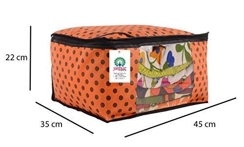 JaipurCrafts 12 Pieces Polka Dots Non Woven Saree Cover Set, Orange (45 x 35 x 21 cm)