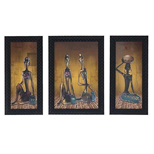 JaipurCrafts Lord Ganesha Set of 3 Large Framed UV Digital Reprint Painting (Wood, Synthetic, 36 cm x 61 cm)