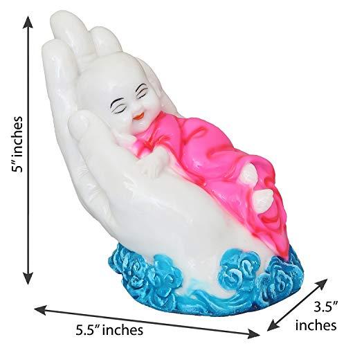 Webelkart Cute Child Monk Sleeping on Palm Showpiece - 12 cm (Polyresin, Multi)- for Home Decor| Office Decor| Valentines Day Gifts | Diwali Decor| Vaastu Decor| Fengshui