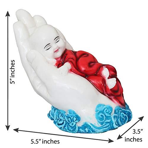 Webelkart Premium Cute Child Monk Sleeping on Palm Showpiece - 12 cm (Polyresin, Multi)- for Home Decor| Office Decor| Valentines Day Gifts | Diwali Decor| Vaastu Decor| Fengshui