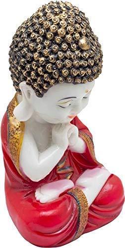 JaipurCrafts Premium Child Monk Showpiece - 20.00 cm (Polyresin, Golden, Red)- for Home Decor| Office Decor| Valentines Day Gifts | Diwali Decor| Vaastu Decor| Fengshui