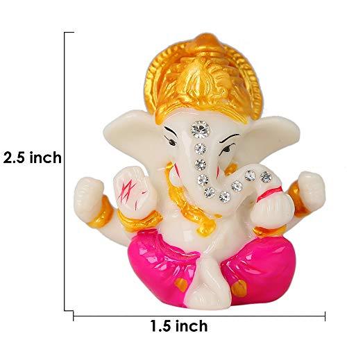 JaipurCrafts Polyresin Ganesha Car Dashboard Idol, 2.50 Inch, Multicolour, 1 Piece