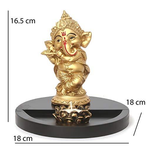 JaipurCrafts Polyresin Ganesha Dancing Idol, 7.50 IN, Gold, 1 Piece