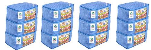 JaipurCrafts 12 Pieces Quilted Polka Dots Cotton Saree Cover Set, Blue (45 x 30 x 20 cm)
