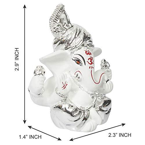 Webelkart Silver Plated Lord Ganesha for Car Dashboard Statue Ganpati Figurine God of Luck & Success Diwali Gifts Home Decor (Size: 7.36 x 3.50 x 6.00 cm)