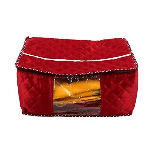 JaipurCrafts 1 Pcs Satin Fabric Saree Cover, 15 Sarees, Gift Set, Maroon (45 x 35 x 23 cm)
