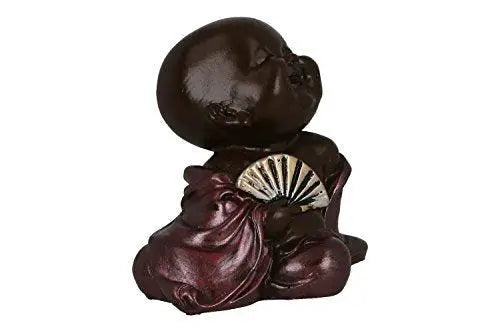JaipurCrafts Set of 4 Cute Child Monk Showpiece - 10.5 cm (Polyresin, Pink, Brown, Silver)- for Home Decor| Office Decor| Valentines Day Gifts | Diwali Decor| Vaastu Decor| Fengshui