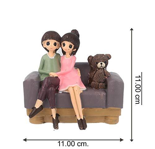 JaipurCrafts Resin Cute Romantic Valentine Love Couple Sitting On Sofa Statue, 11 CM, Multicolour, 1 Piece