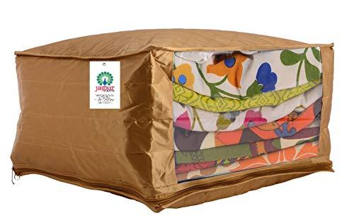 JaipurCrafts 1 Pcs Satin Fabric Saree Cover, 15 Sarees, Gift Set, Gold