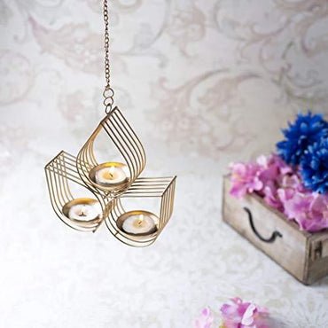 Webelkart Tree Beautiful Wall Hanging Gold Tealight Candle Holder (Pack of 1) Metal Wall Sconce with Tealight Candles for Diwali Lighting Home Decoration