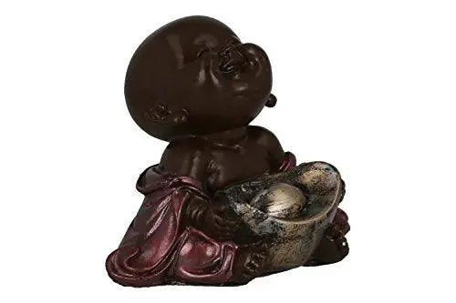 JaipurCrafts Set of 4 Cute Child Monk Showpiece - 10.5 cm (Polyresin, Pink, Brown, Silver)- for Home Decor| Office Decor| Valentines Day Gifts | Diwali Decor| Vaastu Decor| Fengshui
