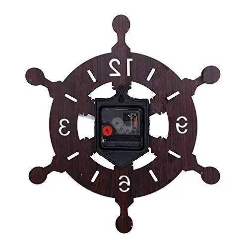 Webelkart New and Improved Antique Ship Wheel Wood Wall Clock for Home Stylish - 12 Inch x 10.50 Inch