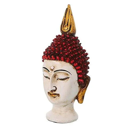 JaipurCrafts Golden and Red Handcrafted Gautam Buddha Polyresin Showpiece (15 cm x 10.40 cm x 12.70 cm, Black)