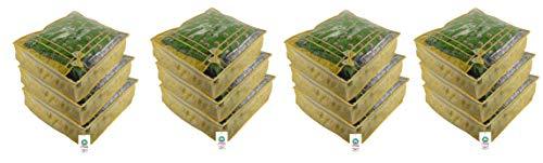 JaipurCrafts 12 Pieces Flowers Print Non Woven Saree Cover Set, Gold (45 x 35 x 16 cm)