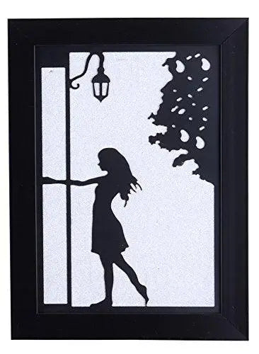 JaipurCrafts Beautiful Loving Couple Designer Wall Art On Laser Cut Wooden Laminates Valentine's Day Gift - Couple in Love ( 33 Cm x 24 Cm) Set Of 2