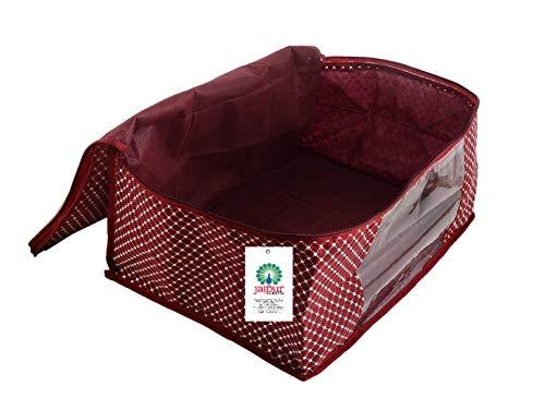 JaipurCrafts 12 Pieces Quilted Polka Dots Cotton Saree Cover Set, Maroon (40 x 30 x 20 cm)