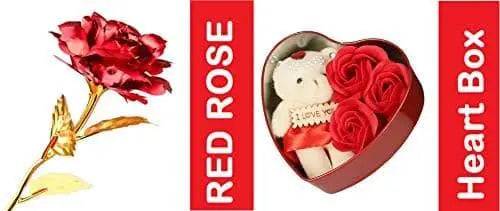 Webelkart Artificial Rose And Gift Box And Love Teddy Bear Heart Shaped Box