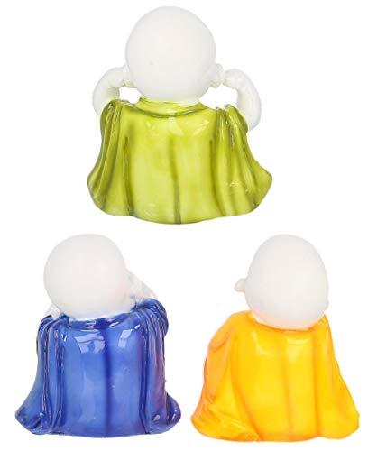 JaipurCrafts Set of 3 Cute Child Monk Showpiece - 10.16 cm (Polyresin, Multi)- for Home Decor| Office Decor| Valentines Day Gifts | Diwali Decor| Vaastu Decor| Fengshui
