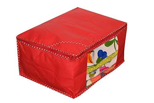 JaipurCrafts 12 Pieces Non Woven Saree Cover Set, Red (45 x 35 x 22 cm)
