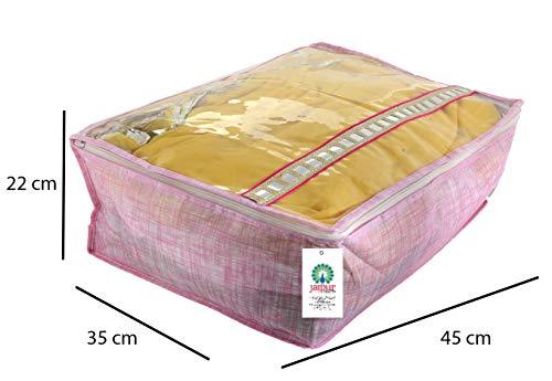 JaipurCrafts 6 Pieces Premium Flower Print Non Woven Saree Cover Set, Purple (45 x 35 x 23 cm)