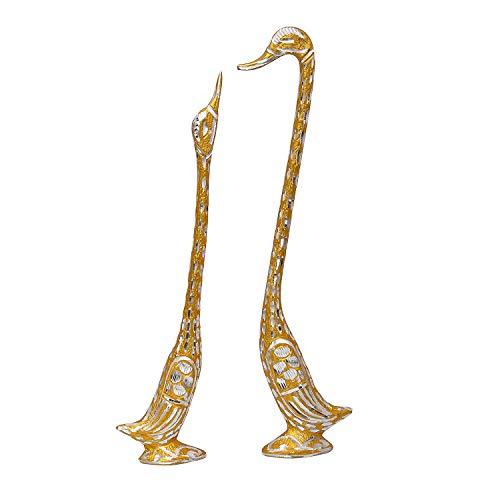 JaipurCrafts Aluminium Pair Of Kissing Duck Showpiece, 13.50 IN, Gold, 1 Piece