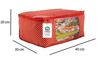 JaipurCrafts 12 Pieces Quilted Polka Dots Cotton Saree Cover Set, Red (45 x 30 x 20 cm)