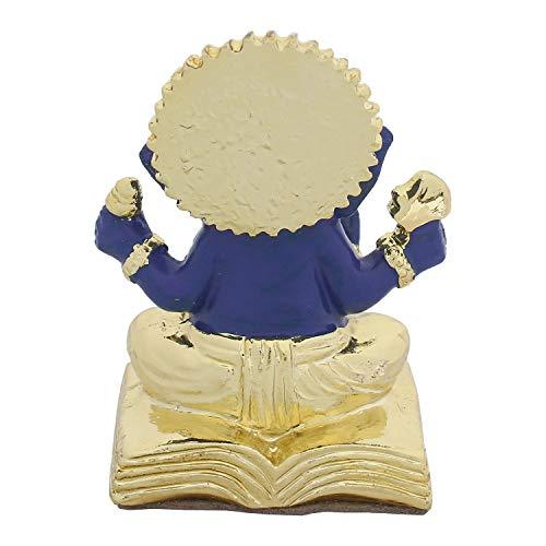 Webelkart Gold Plated Lord Ganesha for Car Dashboard Statue Ganpati Figurine God of Luck & Success Diwali Gifts Home Decor (Size: 2.75 x 2.25 inches)