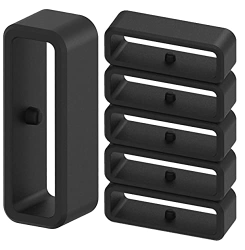 Zitel Fastener Rings for Garmin Forerunner 735XT 745 220 235 230 35 620 630 / Approach S20 S60 S10 S5 S6 Silicone Loop/Holder, 22mm (6 Pack) Black
