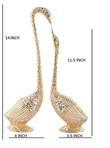 JaipurCrafts Aluminium Pair Of Kissing Duck Showpiece, 14 IN, Golden, 1 Piece