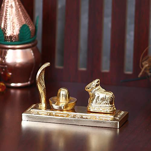 Webelkart Premium Gold Plated Shiv Parivar with Shivling and Shri Nandi