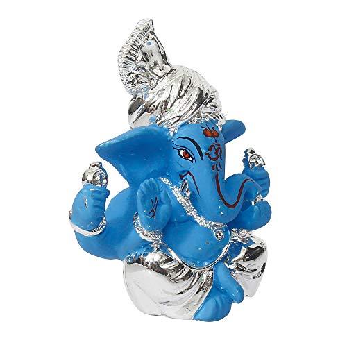 Webelkart Silver Plated Lord Ganesha for Car Dashboard Statue Ganpati Figurine God of Luck & Success Diwali Gifts Home Decor (Size: 7.36 x 3.50 x 6.00 cm)