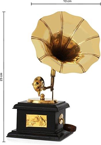JaipurCrafts Sparkle Square Gramophone Showpiece - 23 cm (Brass, Brown, Gold)