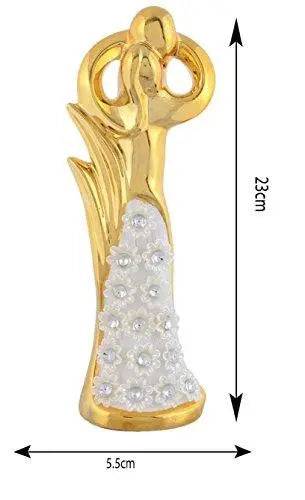 JaipurCrafts Loving Couple Showpiece - 25.4 cm (Stoneware, Silver, Gold)