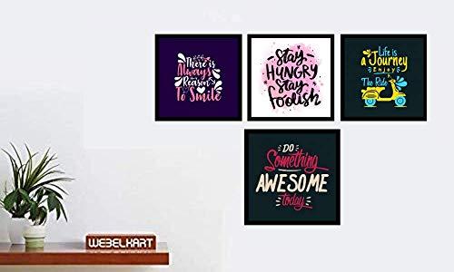 Webelkart Motivational/Funny Quote Wooden Photo Frame Poster for Wall, Office, Study Room Decoration (10 x 10 Inches) -Set of 4