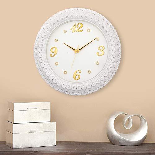 JaipurCrafts Plastic Wall Clock (38 x 34 x 5.08 cm, White)