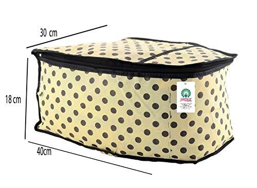 JaipurCrafts 3 Piece Non Woven Polka Dots Print Blouse Cover Set, Ivory (39 cm x 27 cm x 20 cm)